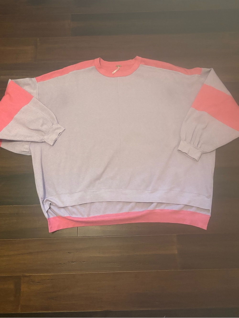 Free People Uptown Colorblock Pullover Sweater Crewneck Pink Purple Size Medium - Picture 4 of 4